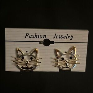 Fashion Jewelry Cat Earrings in Gold and Silver